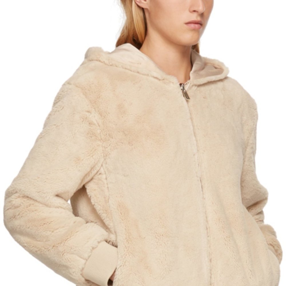 Hugo Boss Long Sleeve Faux Fur Teddy Jacket Beige Women's XS